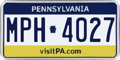 PA license plate MPH4027