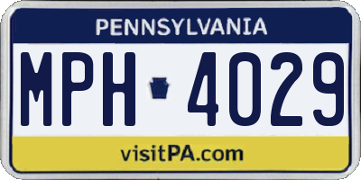 PA license plate MPH4029