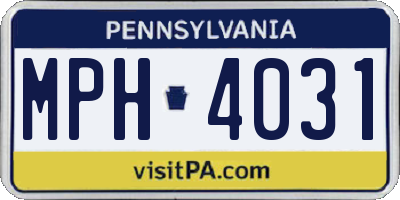 PA license plate MPH4031