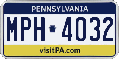 PA license plate MPH4032