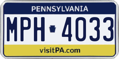 PA license plate MPH4033