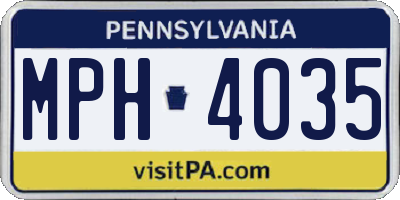 PA license plate MPH4035
