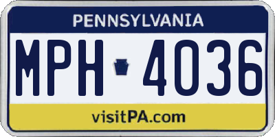 PA license plate MPH4036