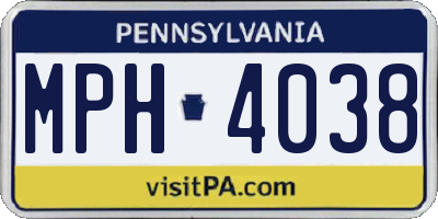PA license plate MPH4038