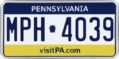 PA license plate MPH4039