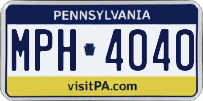 PA license plate MPH4040