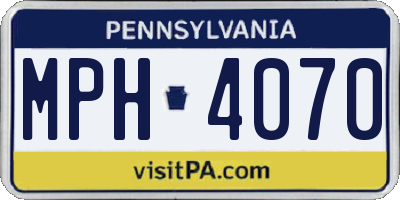 PA license plate MPH4070