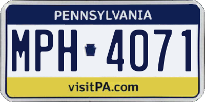 PA license plate MPH4071