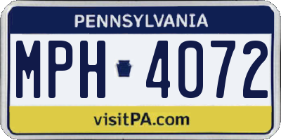 PA license plate MPH4072
