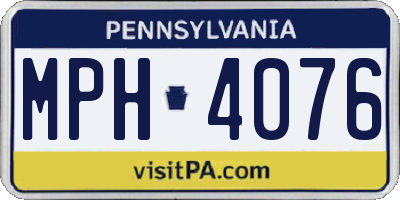PA license plate MPH4076