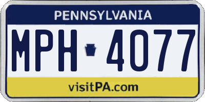 PA license plate MPH4077