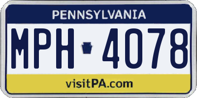 PA license plate MPH4078