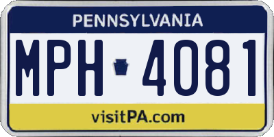 PA license plate MPH4081