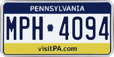 PA license plate MPH4094