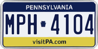 PA license plate MPH4104