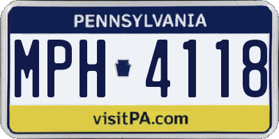 PA license plate MPH4118