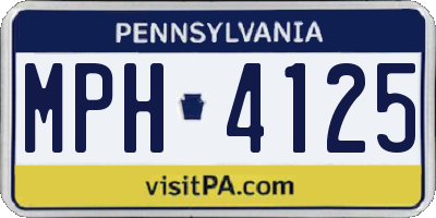 PA license plate MPH4125