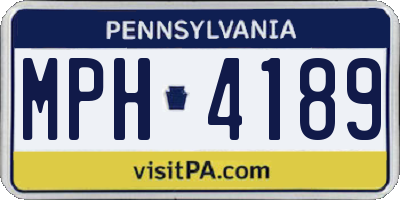 PA license plate MPH4189