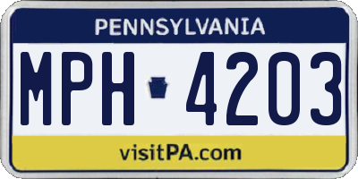 PA license plate MPH4203