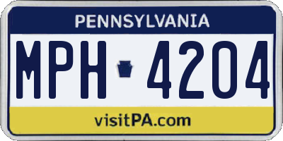 PA license plate MPH4204