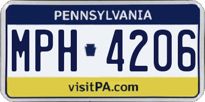 PA license plate MPH4206