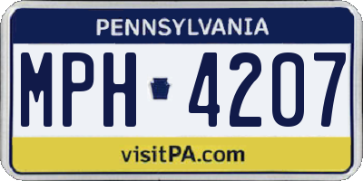 PA license plate MPH4207