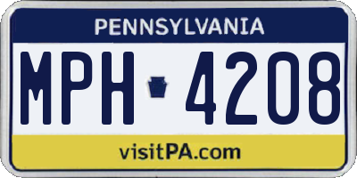 PA license plate MPH4208