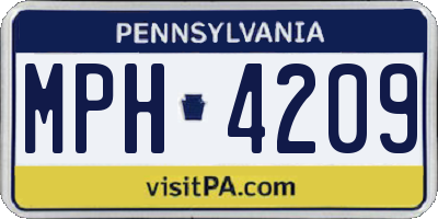 PA license plate MPH4209
