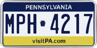 PA license plate MPH4217