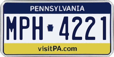 PA license plate MPH4221