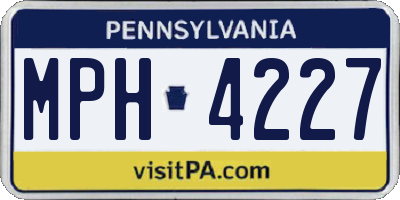 PA license plate MPH4227