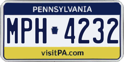 PA license plate MPH4232