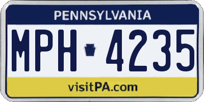 PA license plate MPH4235