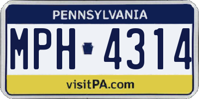 PA license plate MPH4314