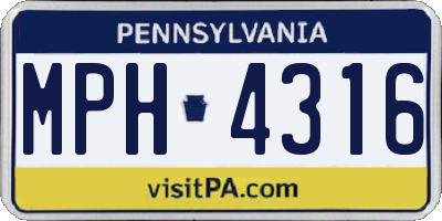 PA license plate MPH4316