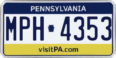 PA license plate MPH4353