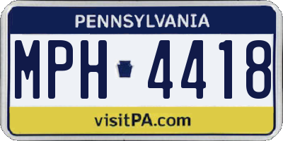PA license plate MPH4418