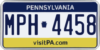 PA license plate MPH4458
