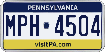 PA license plate MPH4504