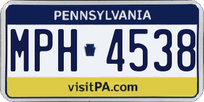 PA license plate MPH4538