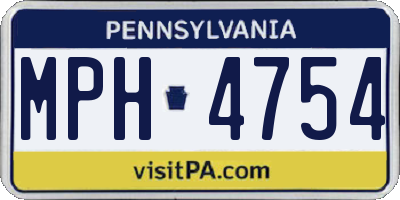 PA license plate MPH4754