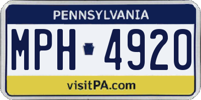 PA license plate MPH4920