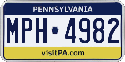 PA license plate MPH4982