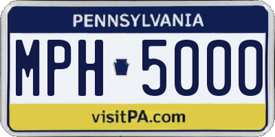 PA license plate MPH5000