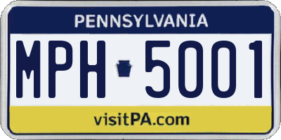 PA license plate MPH5001