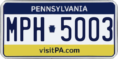 PA license plate MPH5003