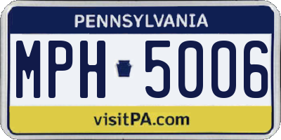 PA license plate MPH5006
