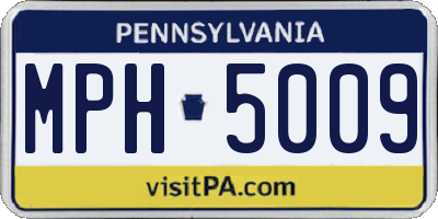 PA license plate MPH5009