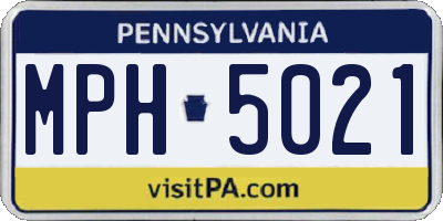 PA license plate MPH5021