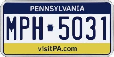 PA license plate MPH5031